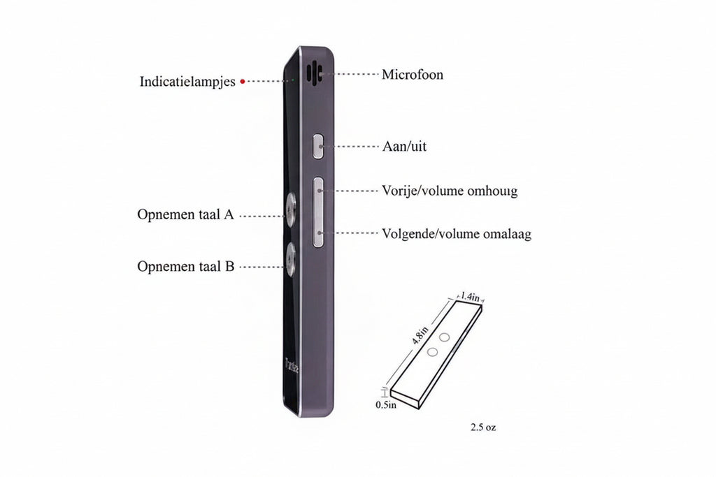 Slimme Taalvertaler met Bluetooth – Spraakvertaling in 30+ Talen