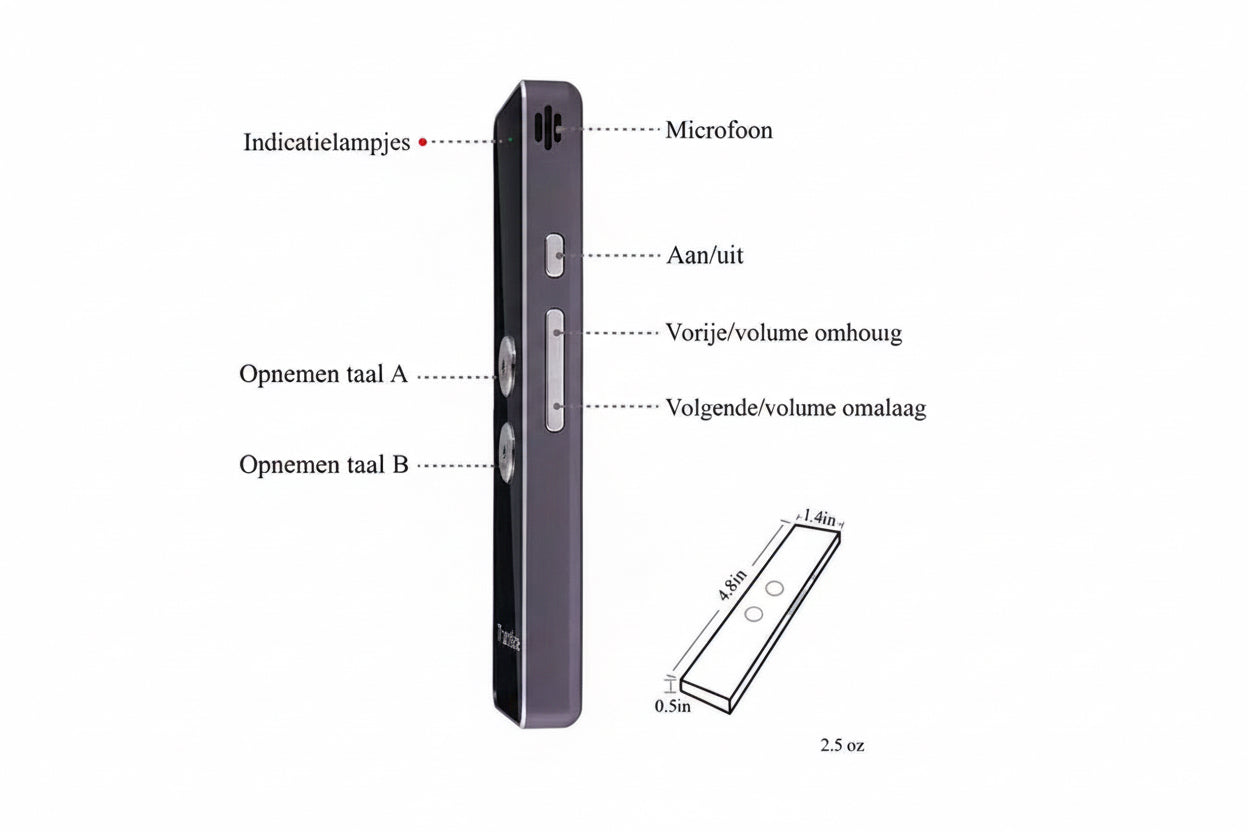 Slimme Taalvertaler met Bluetooth – Spraakvertaling in 30+ Talen